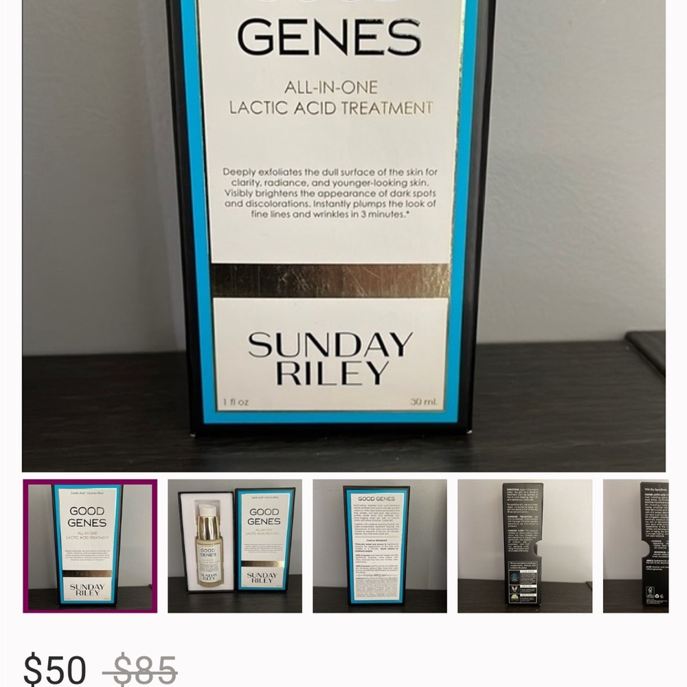 Sunday Riley Good Genes Lactic Acid Treatment - White and Blue Packaging